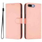 For iPhone 8 Plus / 7 Plus Skin Feel Solid Color Leather Phone Case with Lanyard(Pink) - 2