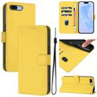 For iPhone 8 Plus / 7 Plus Skin Feel Solid Color Leather Phone Case with Lanyard(Lemon Yellow) - 1
