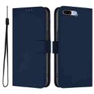 For iPhone 8 Plus / 7 Plus Skin Feel Solid Color Leather Phone Case with Lanyard(Navy Blue) - 2
