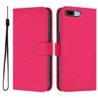 For iPhone 8 Plus / 7 Plus Skin Feel Solid Color Leather Phone Case with Lanyard(Rose Red) - 2