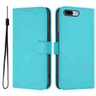 For iPhone 8 Plus / 7 Plus Skin Feel Solid Color Leather Phone Case with Lanyard(Lake Blue) - 2