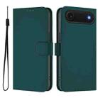 For iPhone Air Skin Feel Solid Color Leather Phone Case with Lanyard(Dark Green) - 1
