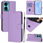 For Tecno Camon 19 / 19 Pro 5G Skin Feel Solid Color Leather Phone Case with Lanyard(Lavender Purple) - 1