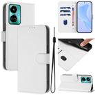 For Tecno Camon 19 / 19 Pro 5G Skin Feel Solid Color Leather Phone Case with Lanyard(White) - 1