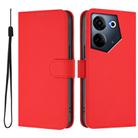 For Tecno Camon 20 Pro 4G Skin Feel Solid Color Leather Phone Case with Lanyard(Red) - 2