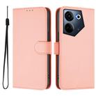 For Tecno Camon 20 Pro 4G Skin Feel Solid Color Leather Phone Case with Lanyard(Pink) - 2