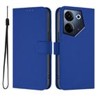 For Tecno Camon 20 Pro 4G Skin Feel Solid Color Leather Phone Case with Lanyard(Dark Blue) - 2