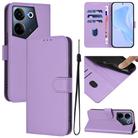 For Tecno Camon 20 Pro 4G Skin Feel Solid Color Leather Phone Case with Lanyard(Lavender Purple) - 1