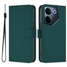 For Tecno Camon 20 Pro 4G Skin Feel Solid Color Leather Phone Case with Lanyard(Dark Green) - 2