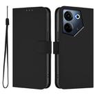 For Tecno Camon 20 Pro 4G Skin Feel Solid Color Leather Phone Case with Lanyard(Black) - 2