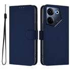 For Tecno Camon 20 Pro 4G Skin Feel Solid Color Leather Phone Case with Lanyard(Navy Blue) - 2