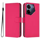 For Tecno Camon 20 Pro 4G Skin Feel Solid Color Leather Phone Case with Lanyard(Rose Red) - 2