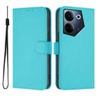 For Tecno Camon 20 Pro 4G Skin Feel Solid Color Leather Phone Case with Lanyard(Lake Blue) - 2
