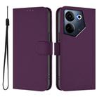 For Tecno Camon 20 Pro 4G Skin Feel Solid Color Leather Phone Case with Lanyard(Violet) - 2