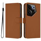 For Tecno Camon 20 Premier 5G Skin Feel Solid Color Leather Phone Case with Lanyard(Brown) - 2