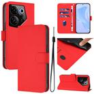 For Tecno Camon 20 Premier 5G Skin Feel Solid Color Leather Phone Case with Lanyard(Red) - 1