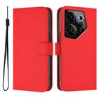 For Tecno Camon 20 Premier 5G Skin Feel Solid Color Leather Phone Case with Lanyard(Red) - 2