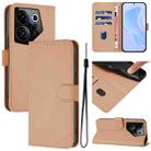 For Tecno Camon 20 Premier 5G Skin Feel Solid Color Leather Phone Case with Lanyard(Nude) - 1