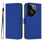 For Tecno Camon 20 Premier 5G Skin Feel Solid Color Leather Phone Case with Lanyard(Dark Blue) - 2