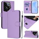 For Tecno Camon 20 Premier 5G Skin Feel Solid Color Leather Phone Case with Lanyard(Lavender Purple) - 1
