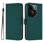 For Tecno Camon 20 Premier 5G Skin Feel Solid Color Leather Phone Case with Lanyard(Dark Green) - 2