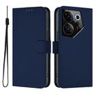 For Tecno Camon 20 Premier 5G Skin Feel Solid Color Leather Phone Case with Lanyard(Navy Blue) - 2