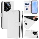 For Tecno Camon 20 Premier 5G Skin Feel Solid Color Leather Phone Case with Lanyard(White) - 1