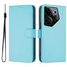 For Tecno Camon 20 Premier 5G Skin Feel Solid Color Leather Phone Case with Lanyard(Sky Blue) - 2