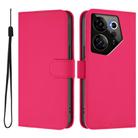 For Tecno Camon 20 Premier 5G Skin Feel Solid Color Leather Phone Case with Lanyard(Rose Red) - 2