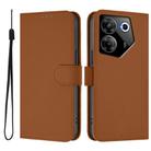 For Tecno Camon 20 Pro 5G Skin Feel Solid Color Leather Phone Case with Lanyard(Brown) - 2