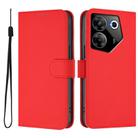 For Tecno Camon 20 Pro 5G Skin Feel Solid Color Leather Phone Case with Lanyard(Red) - 2