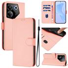 For Tecno Camon 20 Pro 5G Skin Feel Solid Color Leather Phone Case with Lanyard(Pink) - 1