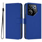 For Tecno Camon 20 Pro 5G Skin Feel Solid Color Leather Phone Case with Lanyard(Dark Blue) - 2