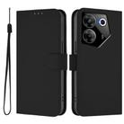 For Tecno Camon 20 Pro 5G Skin Feel Solid Color Leather Phone Case with Lanyard(Black) - 2