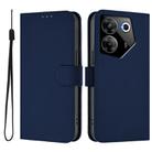 For Tecno Camon 20 Pro 5G Skin Feel Solid Color Leather Phone Case with Lanyard(Navy Blue) - 2