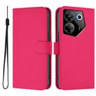 For Tecno Camon 20 Pro 5G Skin Feel Solid Color Leather Phone Case with Lanyard(Rose Red) - 2