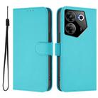 For Tecno Camon 20 Pro 5G Skin Feel Solid Color Leather Phone Case with Lanyard(Lake Blue) - 2