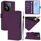 For Tecno Camon 20 Pro 5G Skin Feel Solid Color Leather Phone Case with Lanyard(Violet) - 1