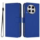 For Tecno Camon 30 4G / 5G Skin Feel Solid Color Leather Phone Case with Lanyard(Dark Blue) - 2