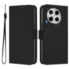For Tecno Camon 30 4G / 5G Skin Feel Solid Color Leather Phone Case with Lanyard(Black) - 2