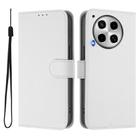 For Tecno Camon 30 4G / 5G Skin Feel Solid Color Leather Phone Case with Lanyard(White) - 2