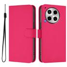 For Tecno Camon 30 4G / 5G Skin Feel Solid Color Leather Phone Case with Lanyard(Rose Red) - 2