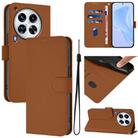 For Tecno Camon 30 Premier 5G Skin Feel Solid Color Leather Phone Case with Lanyard(Brown) - 1