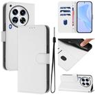 For Tecno Camon 30 Premier 5G Skin Feel Solid Color Leather Phone Case with Lanyard(White) - 1