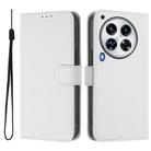 For Tecno Camon 30 Premier 5G Skin Feel Solid Color Leather Phone Case with Lanyard(White) - 2