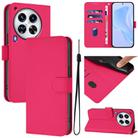 For Tecno Camon 30 Premier 5G Skin Feel Solid Color Leather Phone Case with Lanyard(Rose Red) - 1