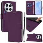 For Tecno Camon 30 Premier 5G Skin Feel Solid Color Leather Phone Case with Lanyard(Violet) - 1