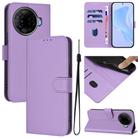 For Tecno Camon 30 Pro 5G Skin Feel Solid Color Leather Phone Case with Lanyard(Lavender Purple) - 1