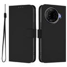 For Tecno Camon 30 Pro 5G Skin Feel Solid Color Leather Phone Case with Lanyard(Black) - 2