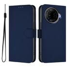 For Tecno Camon 30 Pro 5G Skin Feel Solid Color Leather Phone Case with Lanyard(Navy Blue) - 2